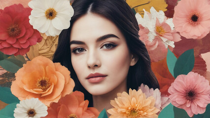 beautiful woman with flowers beauty skincare fragrance