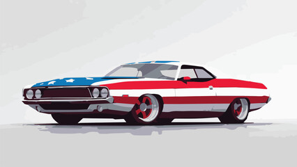 american flag themed car isolated on white