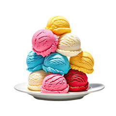 Rainbow Ice Cream In Waffle Cone, Generative AI