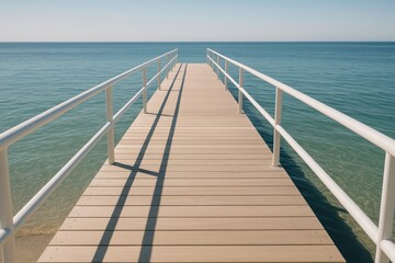 Obraz premium Serene pier over tranquil waters.