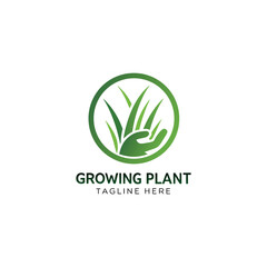 Plant growing green vector logo featuring wellness,  healthcare and growth of brand