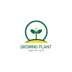 Plant growing green vector logo featuring wellness,  healthcare and growth of brand