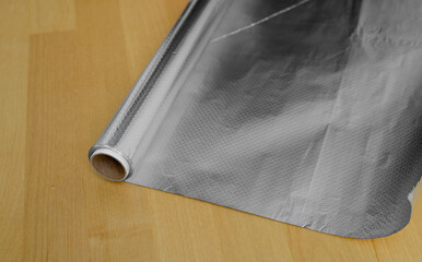 Roll of wrapped aluminum foil for food