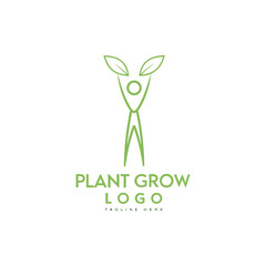 Plant growing green vector logo featuring wellness,  healthcare and growth of brand