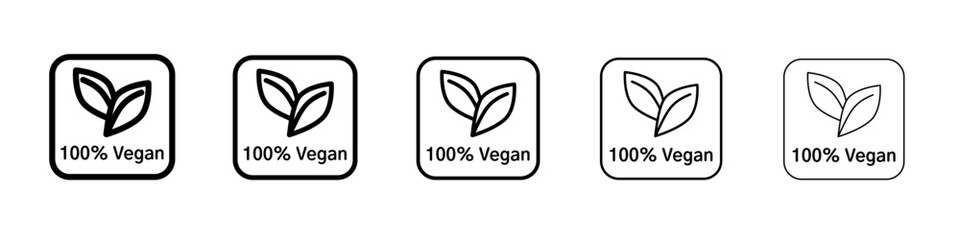 100 vegan icon flat simple outline logo