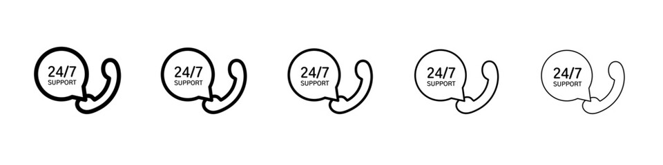 24 hrs support or service icon flat simple outline logo