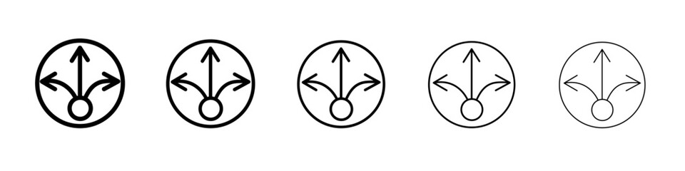 3 arrow way icon flat simple outline logo