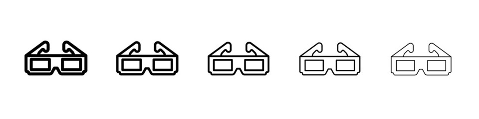 3D glasses icon flat simple outline logo