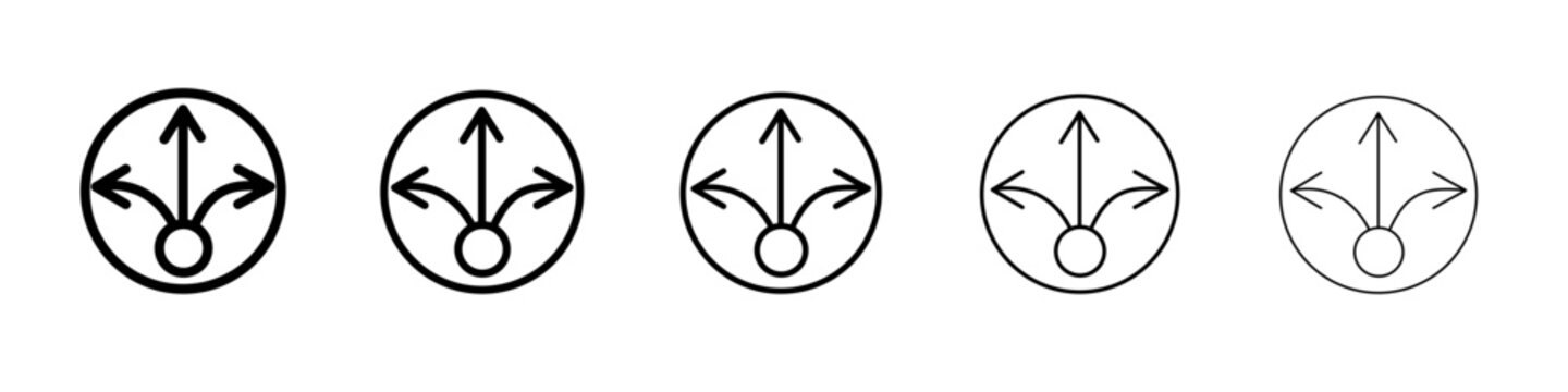 3 arrow way icon flat simple outline logo