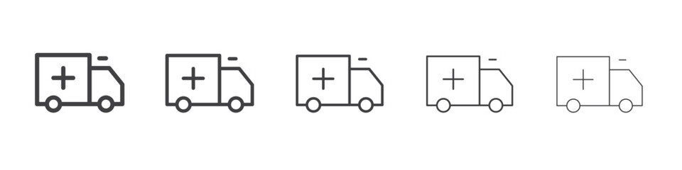 Ambulance icon flat simple outline logo