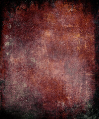Fototapeta premium Grunge red scratched scary horror background, metal texture, space for your design