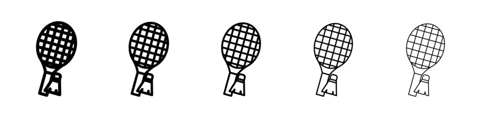 Badminton racquet icon flat simple outline logo