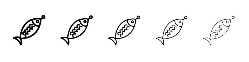Bait Fishing Minnow icon flat simple outline logo