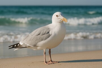 Seagull on sandy beach