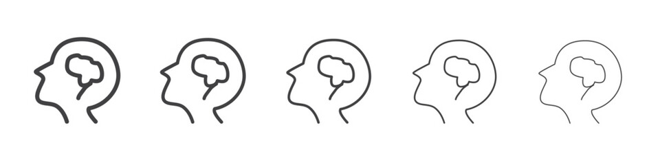 Brain icon flat simple outline logo