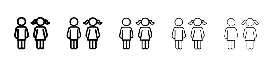 boy girl Kids Icon flat simple outline logo © Aly