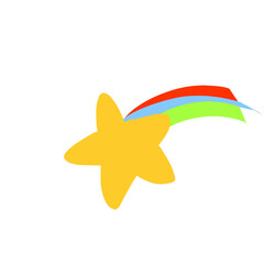 Cute Shooting Star with Rainbow Trail