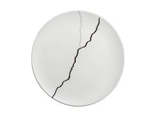 Cracked porcelain plate isolated on background showing fragility and damage transparent background 