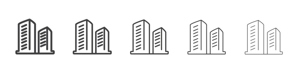 Building icon flat simple outline logo