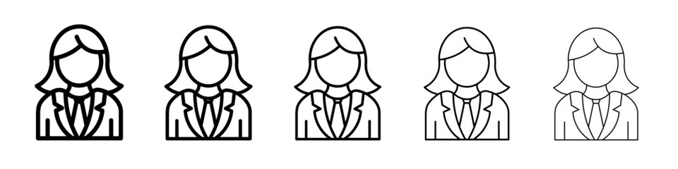 Business women icon flat simple outline logo
