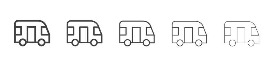 Camper vehicle icon flat simple outline logo
