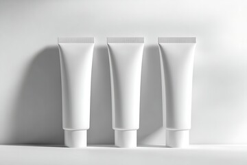 Three blank cosmetic tubes stacked together