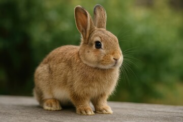 Fototapeta premium Adorable brown rabbit outdoors.