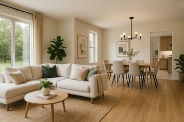 Modern cozy living dining space