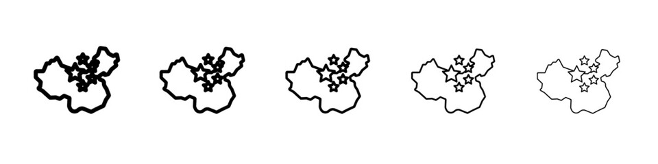 china map icon flat simple outline logo