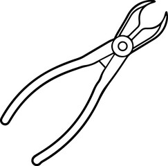 Forceps black outline vector and illustration, coloring book page
