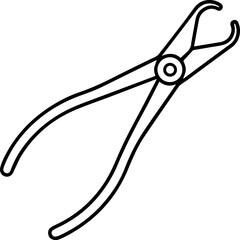 Forceps black outline vector and illustration, coloring book page