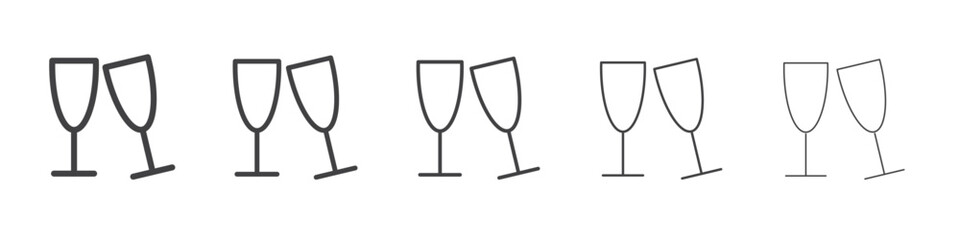 Clinking glass icon flat simple outline logo