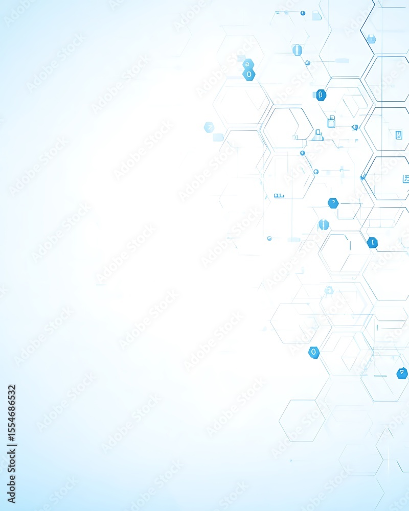 Poster abstract hexagonal network connecting data points