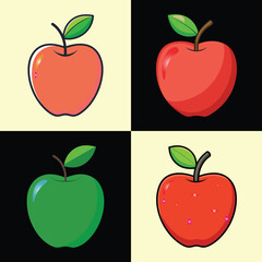Apple Flat Illustration in Simple Minimalist Flat Style