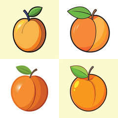 Apricot Fruit Flat Illustration in Simple Minimalist Flat Style