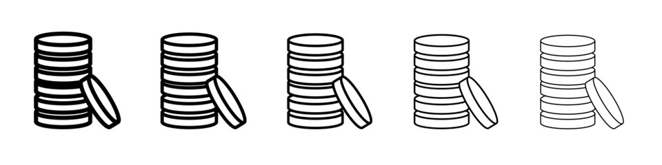 Coin stack icon flat simple outline logo