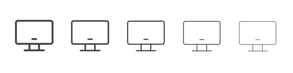 Computer icon flat simple outline logo