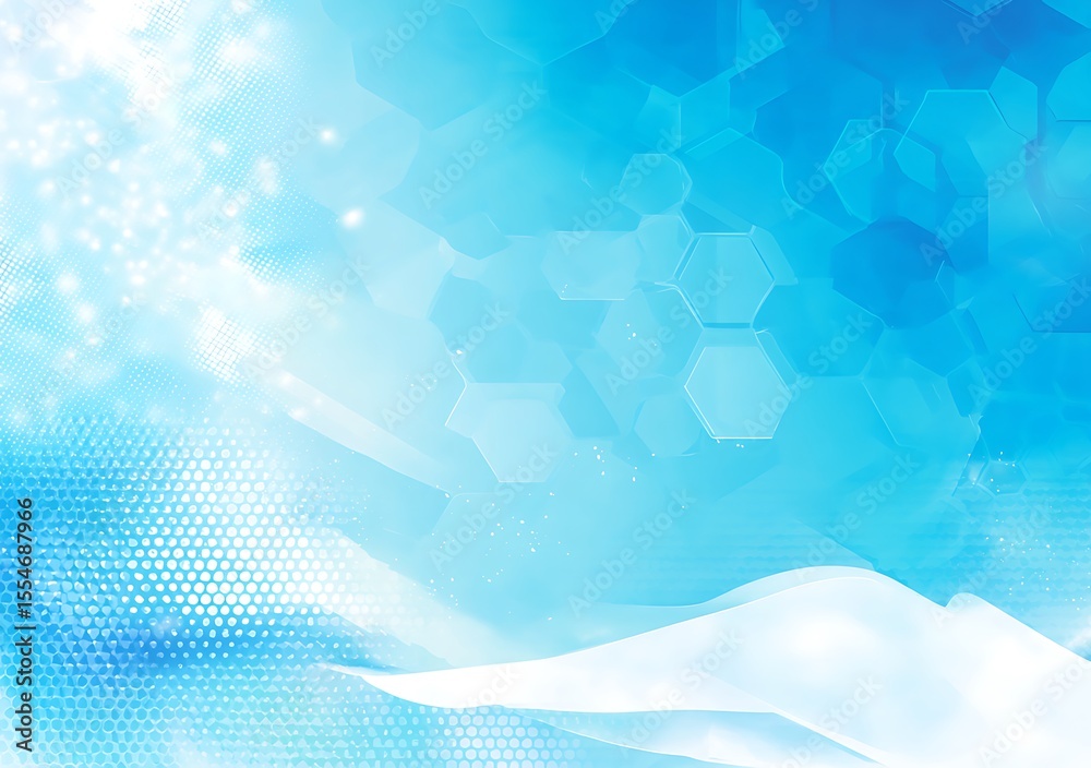 Fototapete abstract blue hexagons with halftone pattern