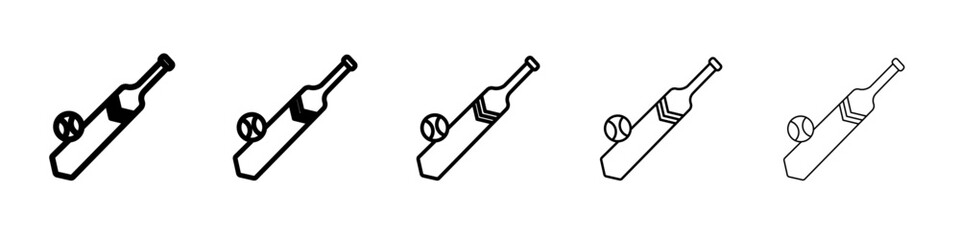 Cricket Bat ball icon flat simple outline logo