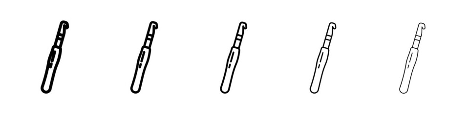 Crochet needle icon flat simple outline logo