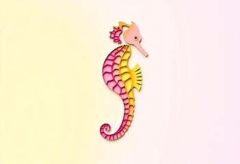 Abstract gradient seahorse, vibrant paper cut art style,  colorful,  design