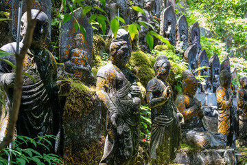 Buddhist statue group at Mitaki-Dera temple in Hiroshima, Japan