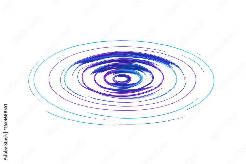 Poster Abstract blue and purple concentric circles expanding, creating a mesmerizing visual effect on a transparent background