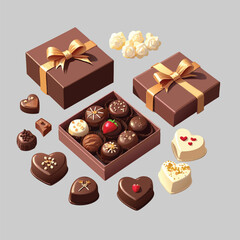 Elegant Chocolate Assortment in Luxury Boxes for Holiday and Romantic Gifts