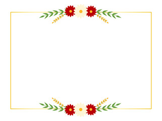 Red daisy floral border frame, charming flower design for banner or announcement card