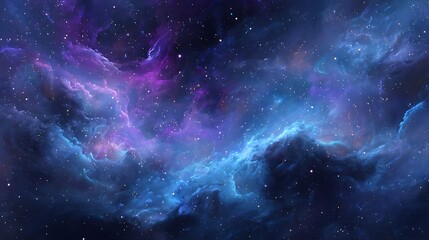 Obraz premium Vibrant purple and blue cosmic nebula filled with countless twinkling stars