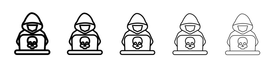 Cyber crime icon flat simple outline logo