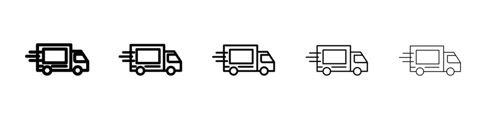 delivery truck icon flat simple outline logo