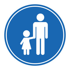Children must be accompanied by an adult sign. Supervising children warning sign with blue background