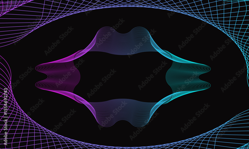 Wall mural spirograph abstract element on a black background